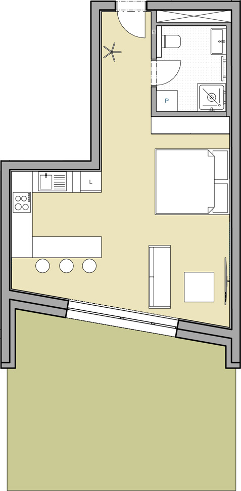 Apartmán 1+kk, 62,77 m2 s balkónem - 2. patro (Byt 4)